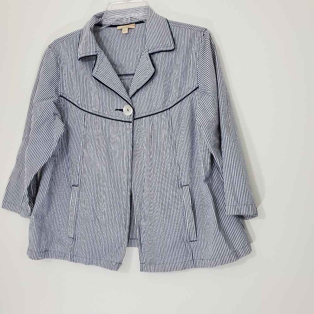 Choices Blue & White single button striped jacket